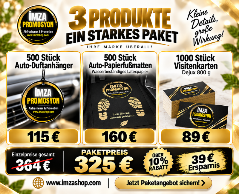 Aktionsangebot: Auto-Duft + Auto-Papierfußmatten + Visitenkarten